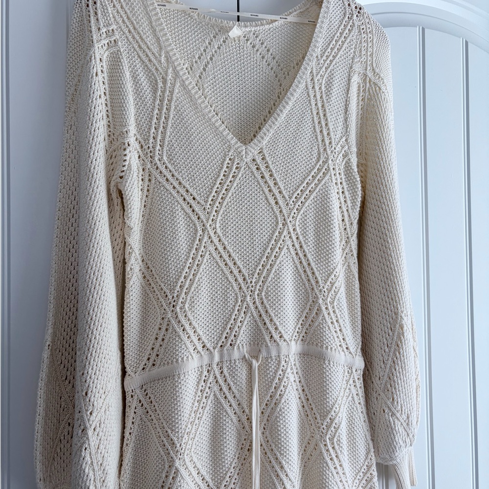 Kivari Samara Knit‎ Dress Cream Maxi Side Slits Women's Size 6 EUC - Picture 7 of 16